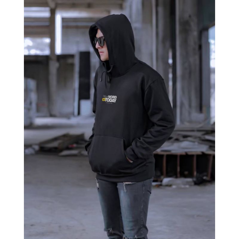 Jaket Sweater Hoodie Hitam Pria Distro Original Kekinian Korean Style Terbaru Sweatershirt Terlaris