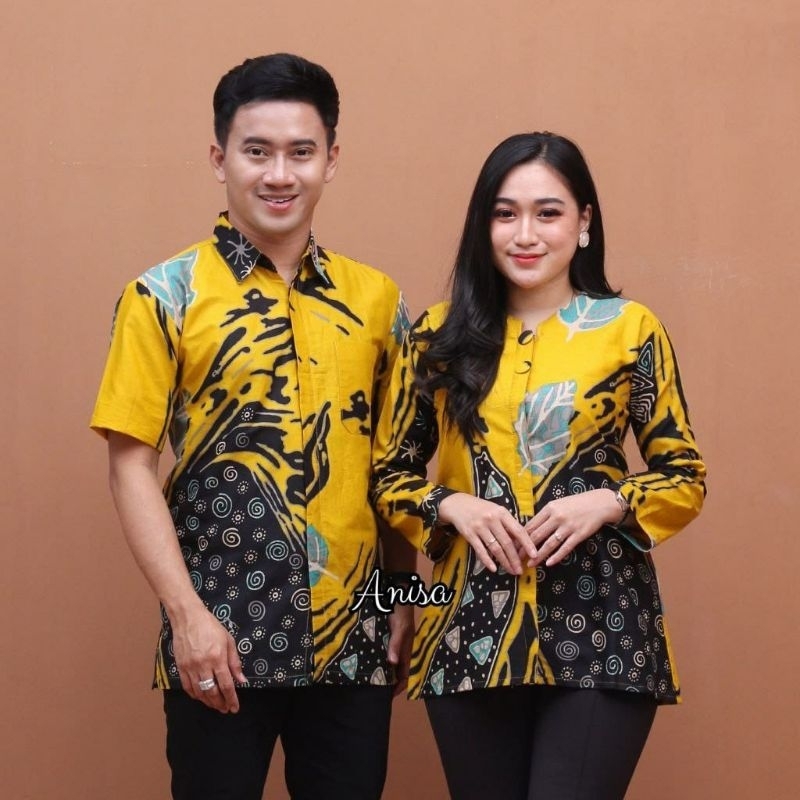 CJA5 Atasan pria wanita SUPER JUMBO KUNING HEM BLUS | M-10XL | atasan warna kuning motif seragaman batik modern | CLOTHING EXTRA LARGE|batik couple hem kemeja dan blouse kancing motif autenthic abstrak CHAVA  KUNING katun ORIGINAL / FASHION SUPER BIG SIZE