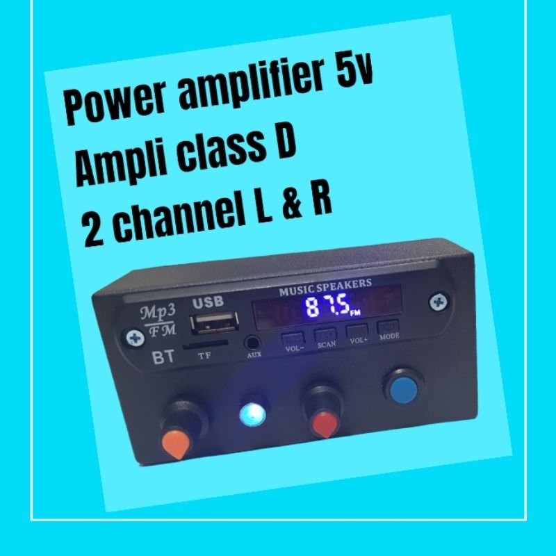 POWER MINI AMPLI MINI STEREO DAYA 5 VOLT (CAS HP) / POWER MINI AMPLI MINI 2 CHANNEL TEGANGAN 5V MP3 