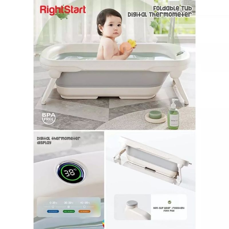 Bak Mandi Bayi Lipat Right Start Baby Bathtub With Digital Thermometer
