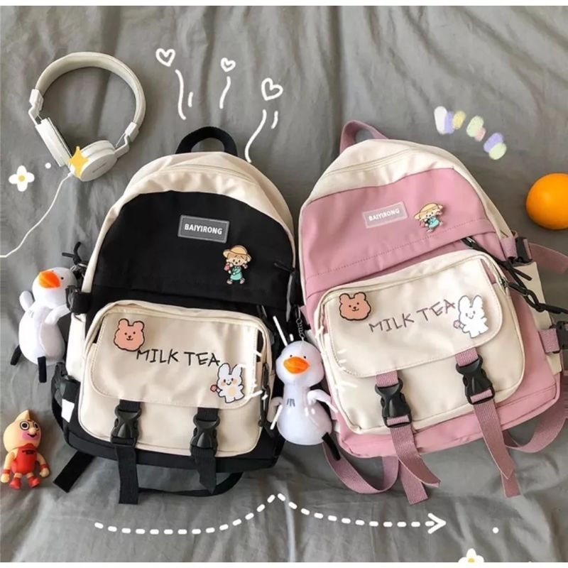 READY Tas Ransel BackPack Sekolah Anak Sd Smp Ransel Sekolah Milktea Tas Perempuan