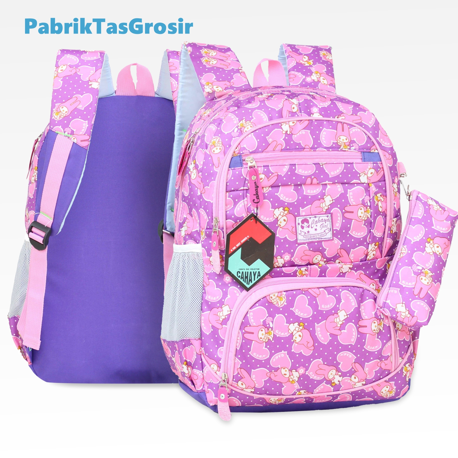 Tas Sekolah Anak-Anak Bonus Tempat Pensil Cahaya Melody Pink Variasi Ungu Ransel Anak Perempuan Ransel Anak TK SD Hello Kity Melody Bahan Import Bonus Tempat Pensil Raincover Muat Buku Tema LKS Buku Paket