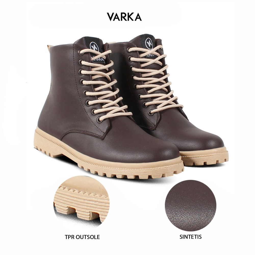 Sepatu Boots Fashion Wanita V 33812 Brand Varka Sepatu Kasual Kuliah Kerja Hangout Wanita Trendi Berkualitas - Coklat