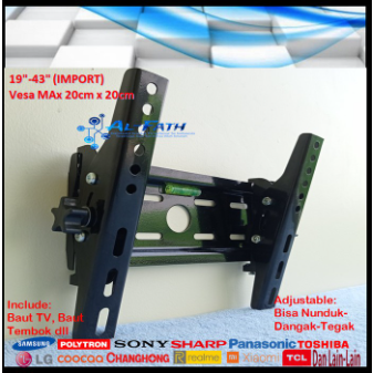 Bracket TV POLYTRON 14 s/d 43 inch IMPORT QUALITY Garansi 100% cocok