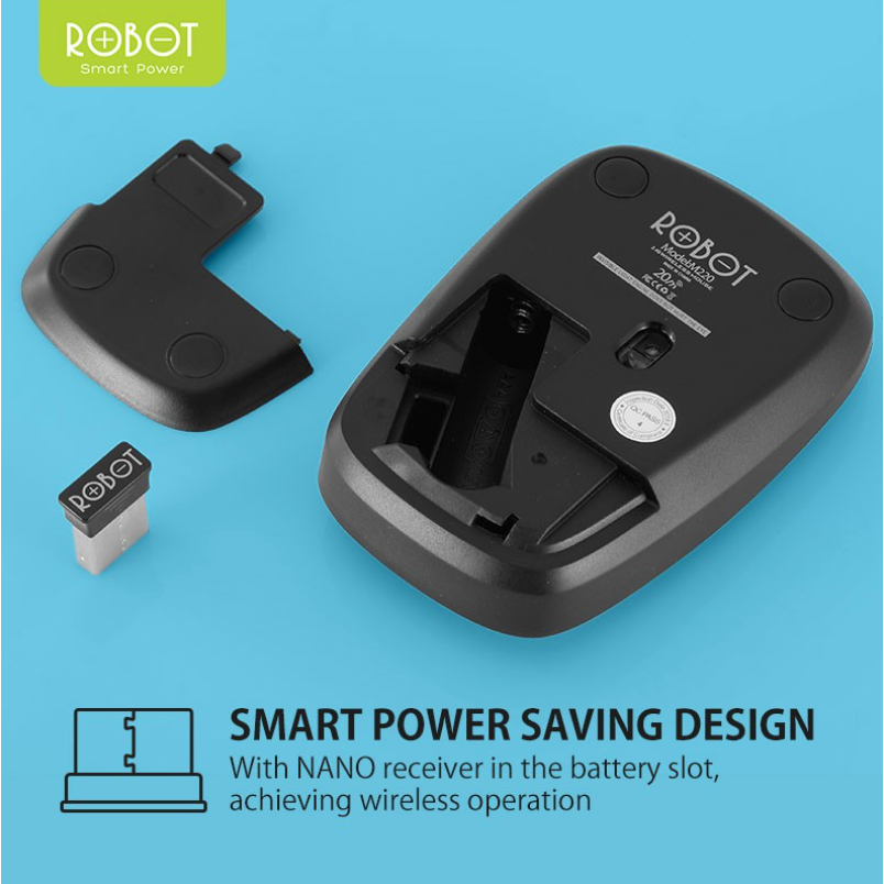 GONGNIU x ROBOT Mouse Wireless M220 2.4GHz Optical 1600DPI dengan Receiver USB untuk PC Laptop Original - Garansi 1 Tahun