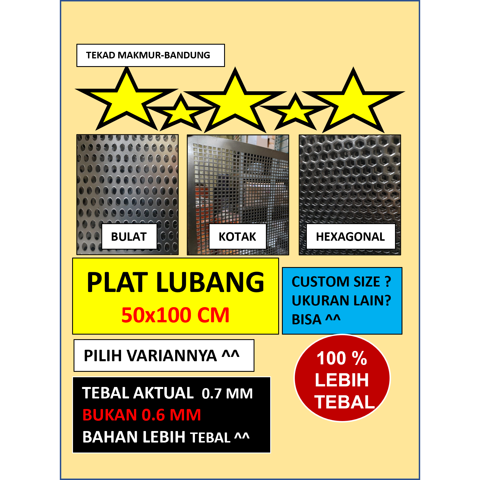 Plat 50x100 - Plat Besi Ram Speaker -  Ram Grill Plat Lubang