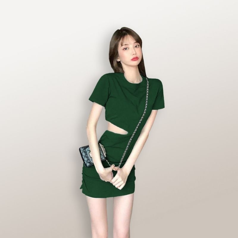 Mini Dress sexy lengan pendek Gaya Korea wanita model terbaru - GP Fidelina