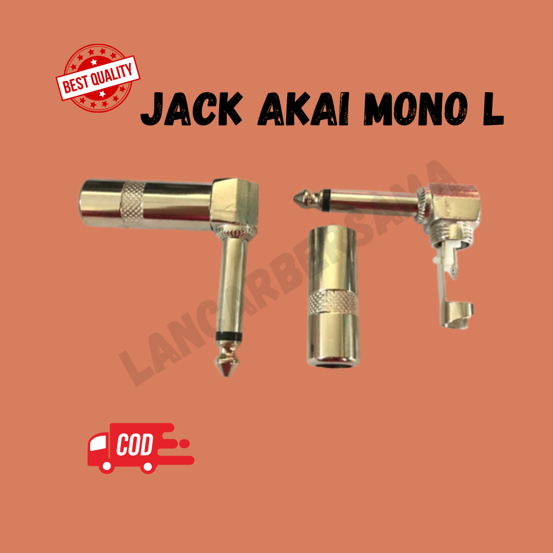 PAKET 2 PCS JACK  AKAI MONO ( L ) / JACK AUDIO MONO 6.5MM / JACK MIC AKAI L BESI SILVER