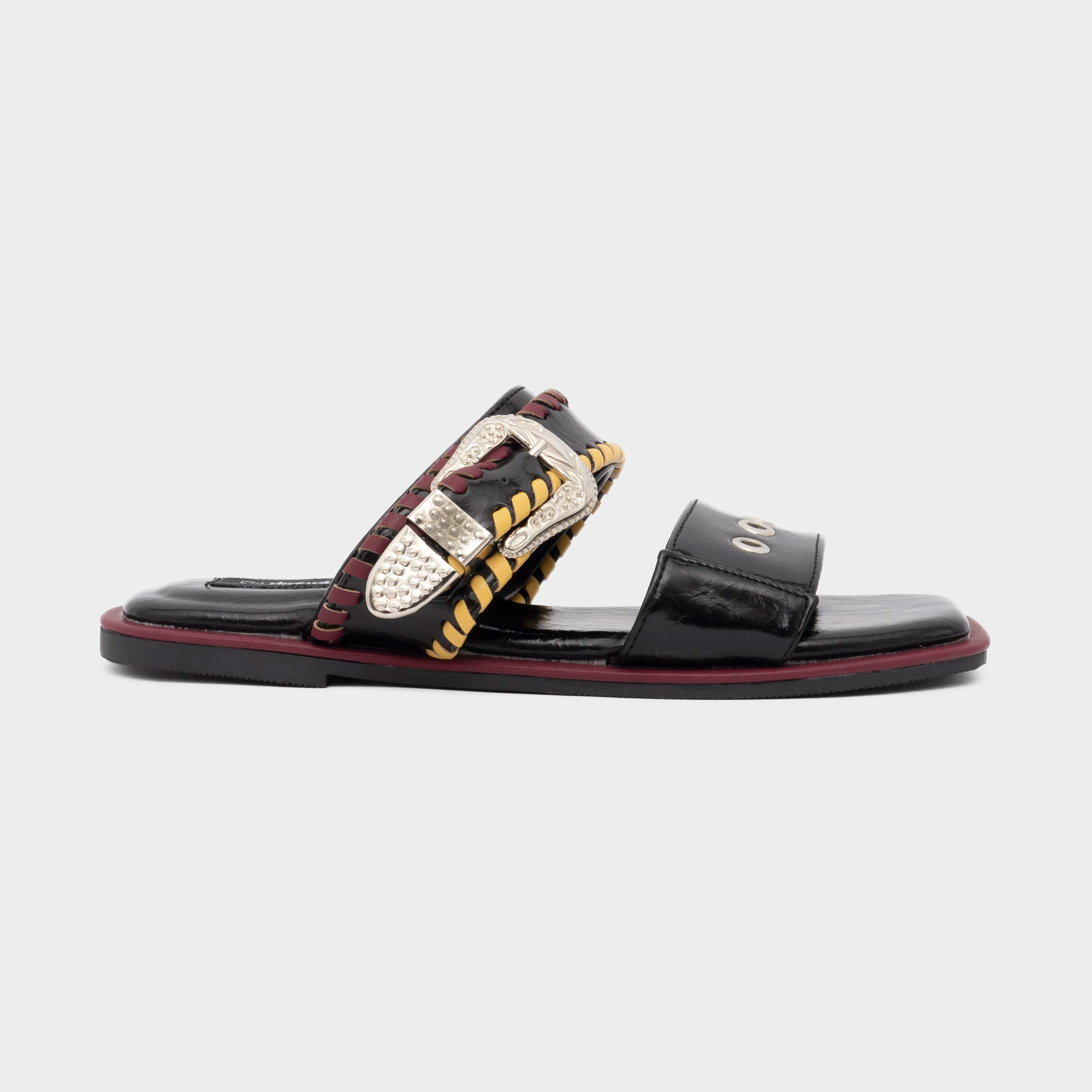 Dianable - Grande Flat Sandals (Black - Yellow)