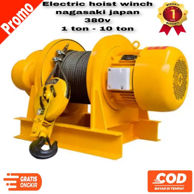 electric wire rope winch 10 ton 100 meter 380v/3phase nagasaki japan