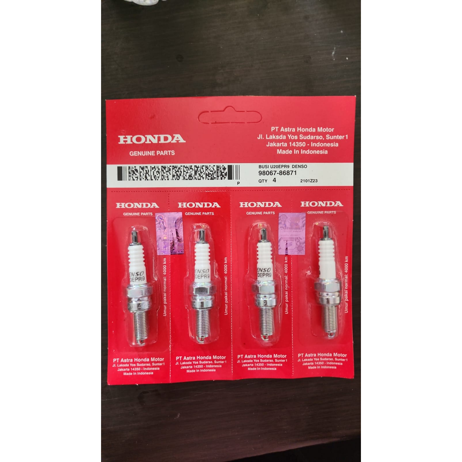 Busi U20EPR9 Denso HONDA GENUINE Busi Motor Karisma/Sx125,Revo 110 AHM