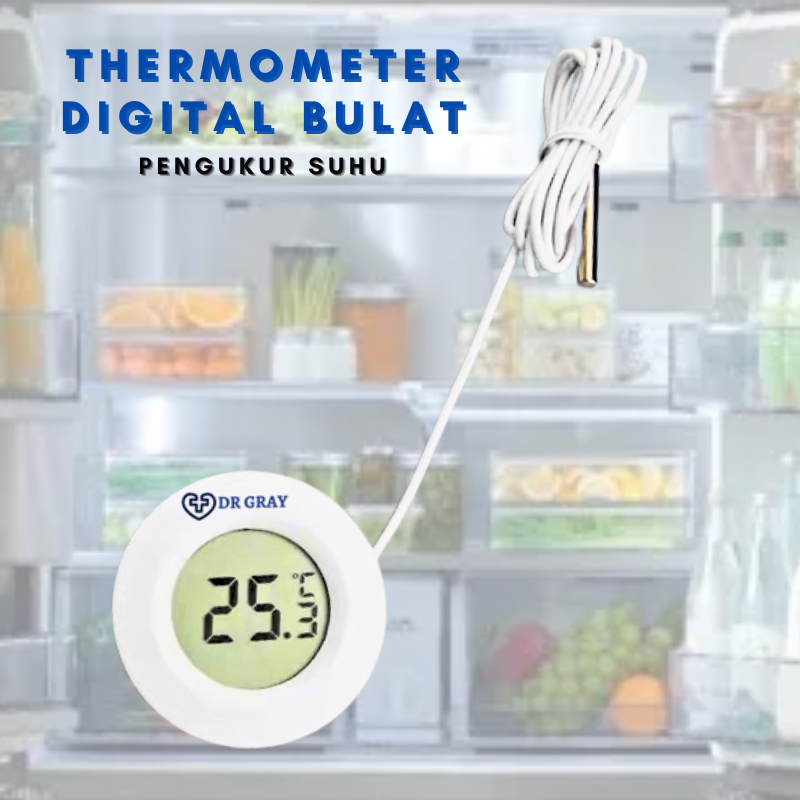 Termometer Digital Bulat/Alat Pegukur Suhu LCD Display [HT3]