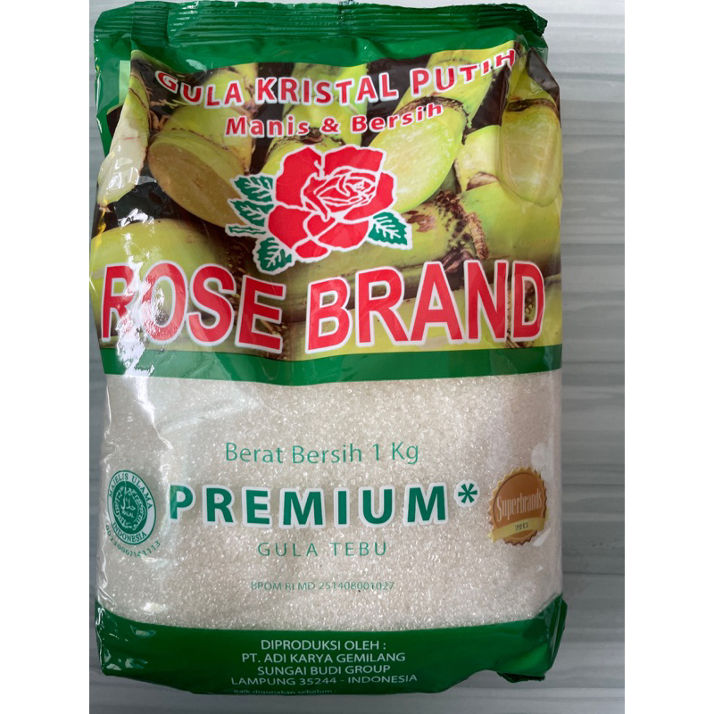 

Gula Kristal Putih Warna Hijau Rose Brand / Gula Tebu / berat 1KG