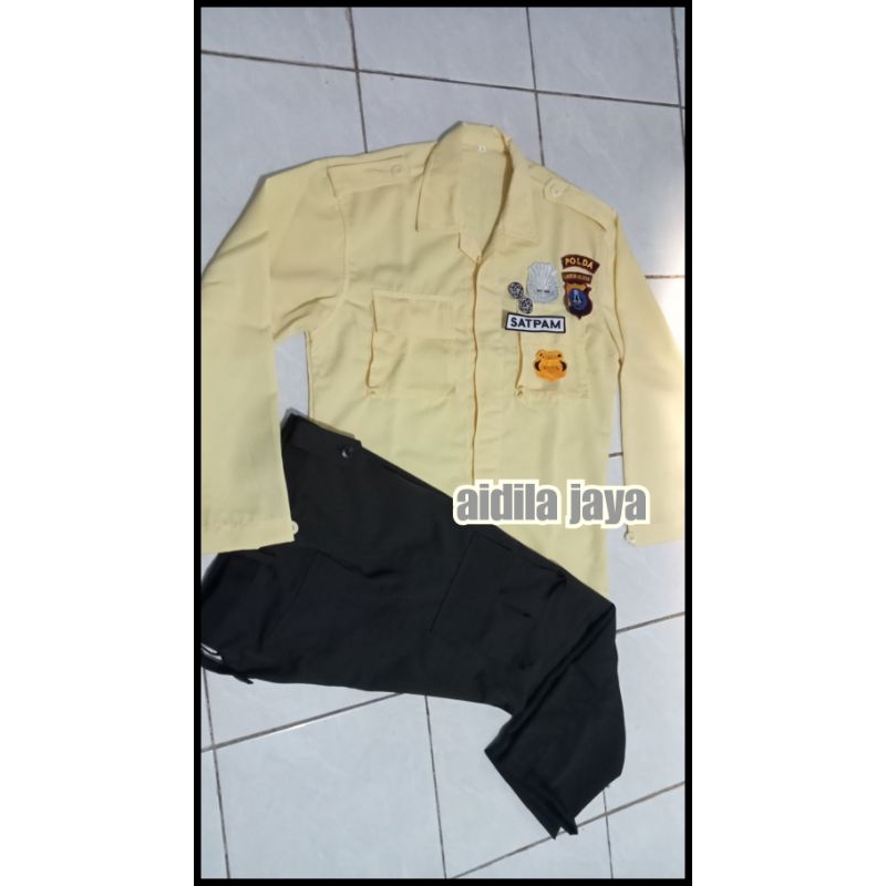 SERAGAM PDL SATPAM SECURITY BARU MODEL CREAM  BAHAN TWIST HALUS