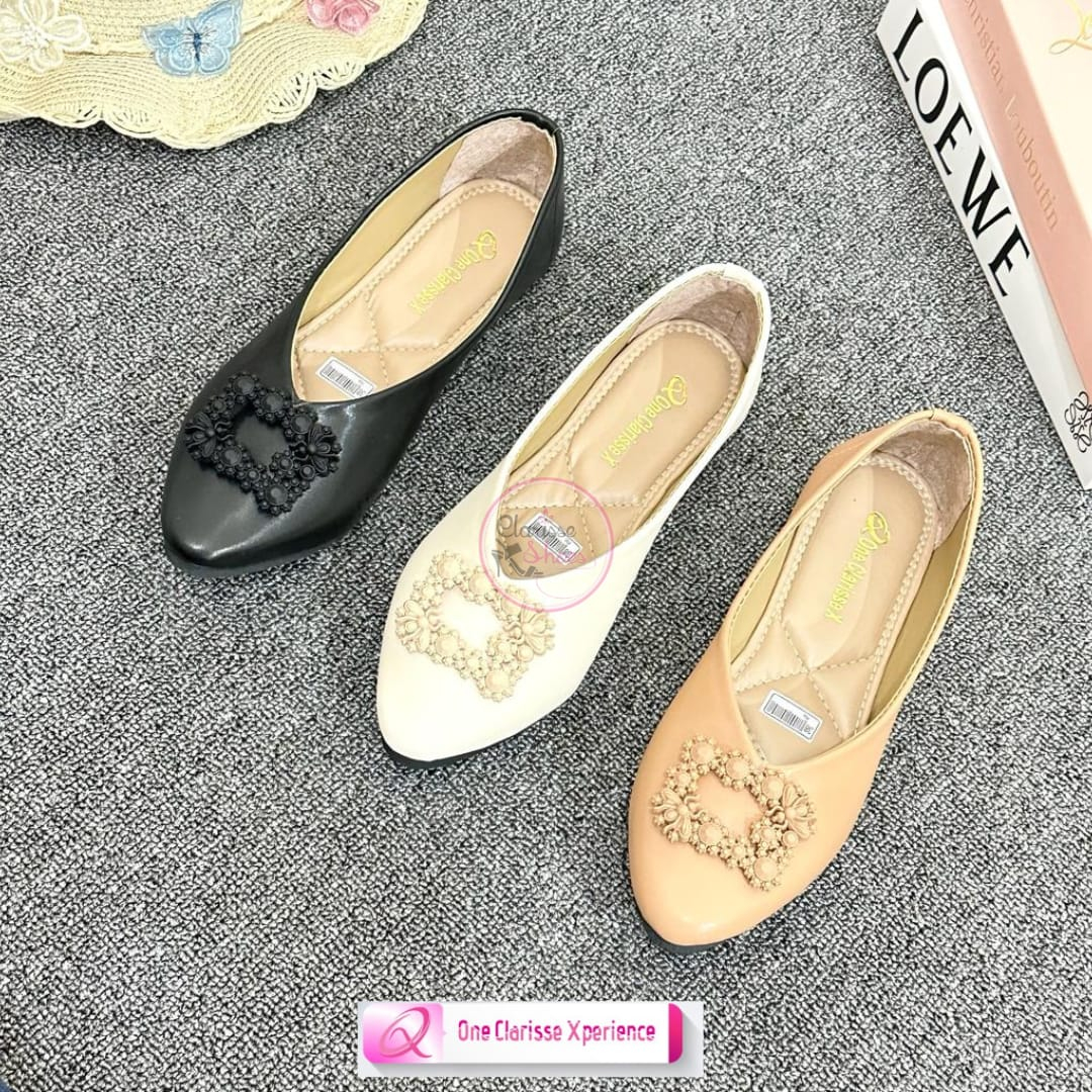 Clarisse HERA Flatshoes Sepatu Wanita Kuliah SOL KARET