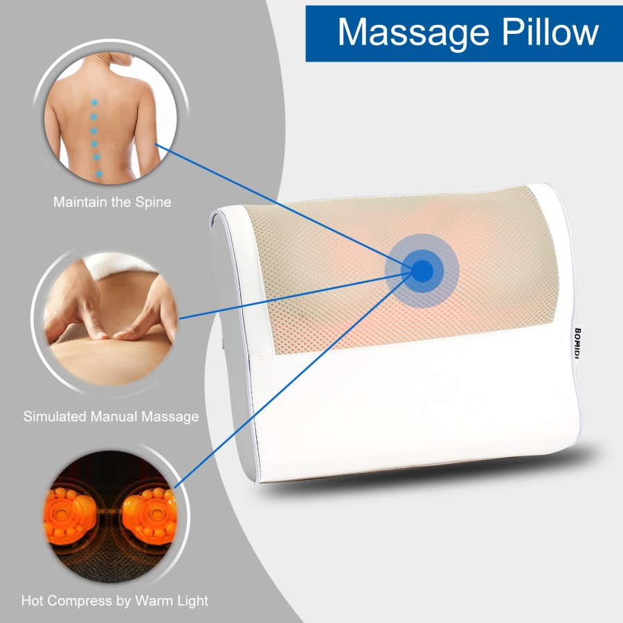 BOMIDI MP1 Massage Pillow Bantal Pijat 8 Bola Leher Punggung Pinggang Portable Car And Home
