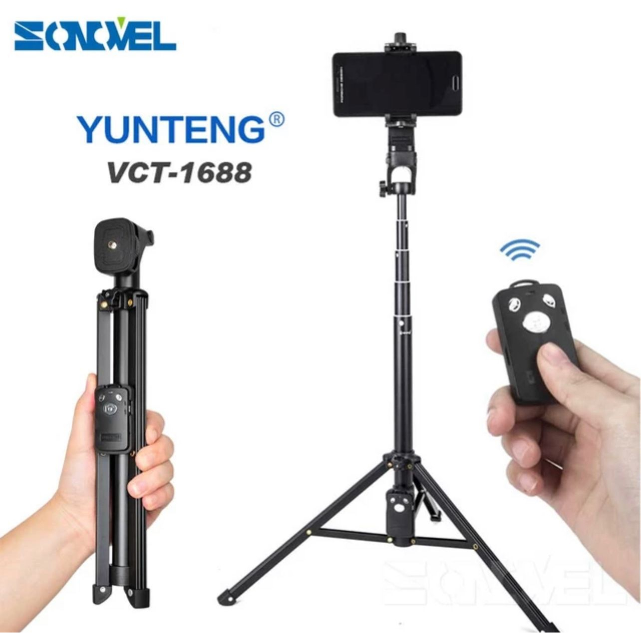 TONGSIS NEW BLUETOOTH YUNTENG VCT 1688 TRIPOD 3 IN 1 SELFIE STICK VCT