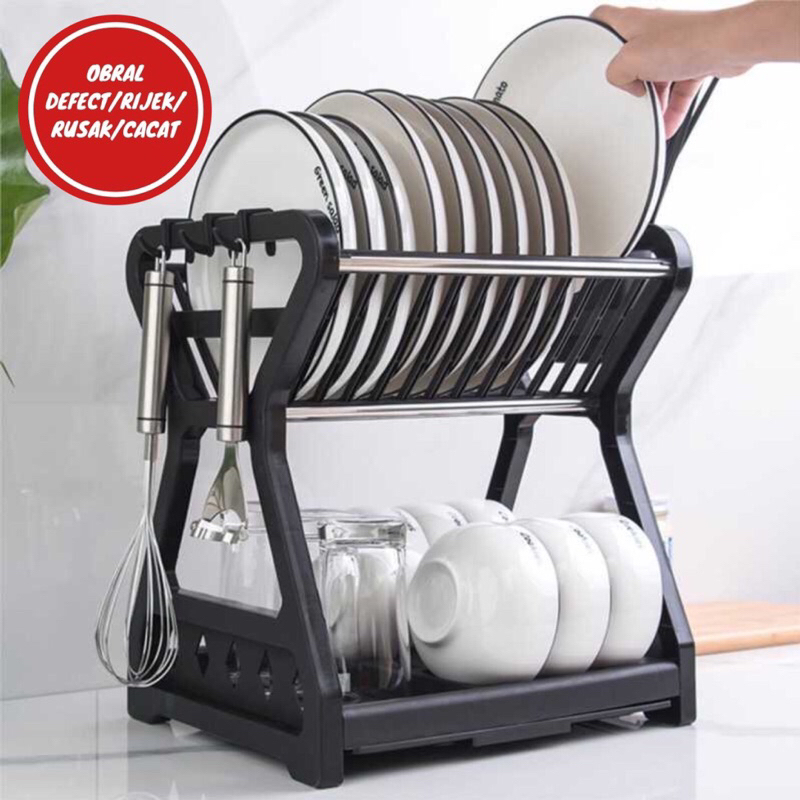 [OBRAL RIJEK] Rak Piring Gelas Pengering Drainer Kitchen Dish Rack 2 layer - MYH002