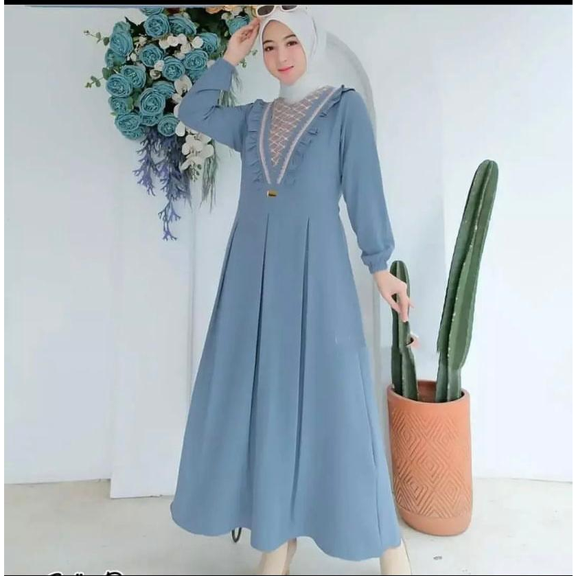 ALFAZZA STORE - Monaco Dress - Gamis Muslimah Terbaru Bahan Crinkle Air Flow Premium - Gamis Perempuan