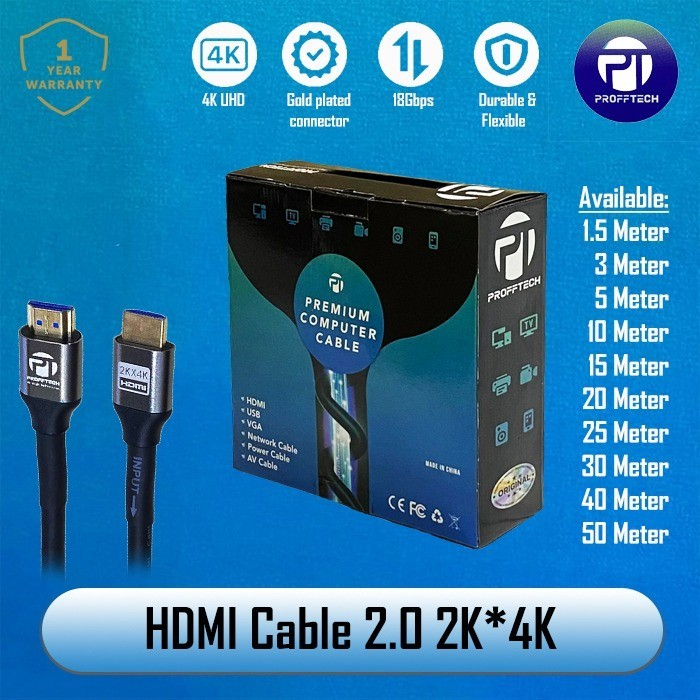 prooftech Kabel HDMI 25 M Versi 2.0 high speed With Ethernet Support 4K 2K UHD