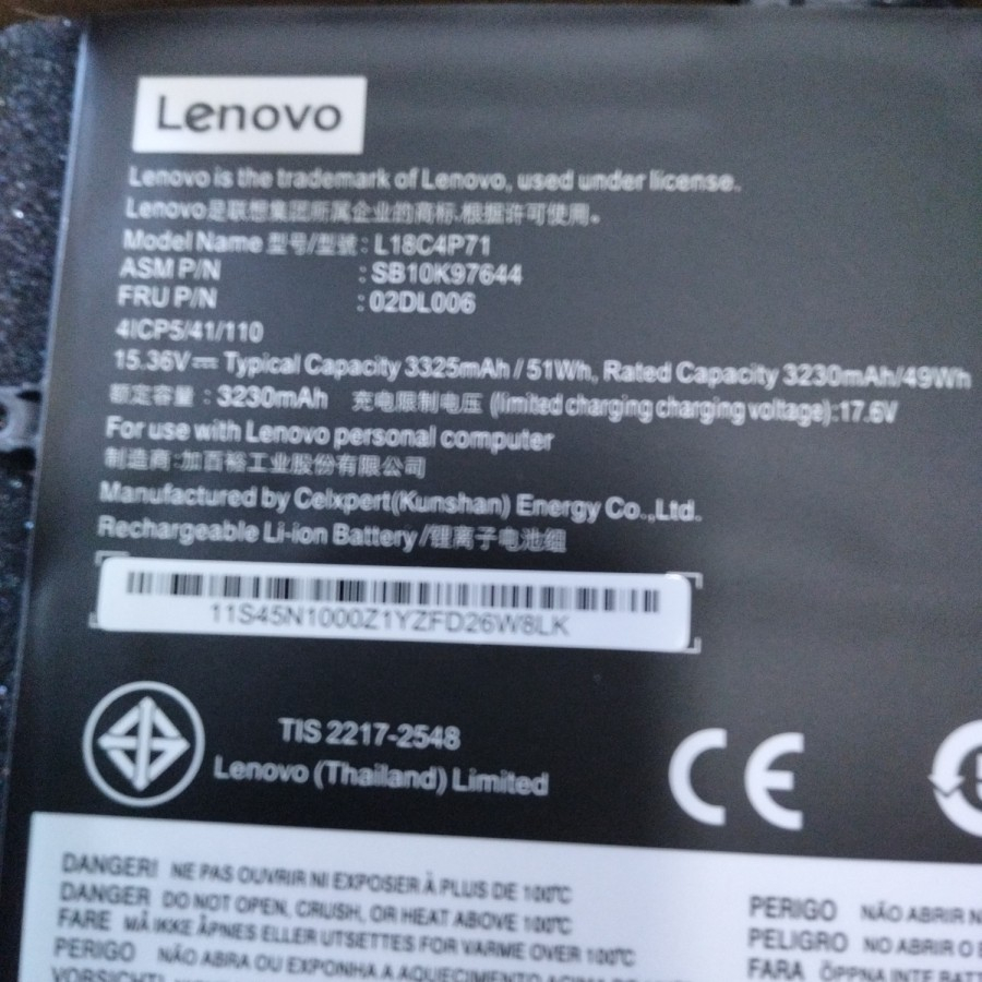 baterai Thinkpad X1 carbon 4th 2019 L18M4P72 L18C4P71 02DL006 02DL005