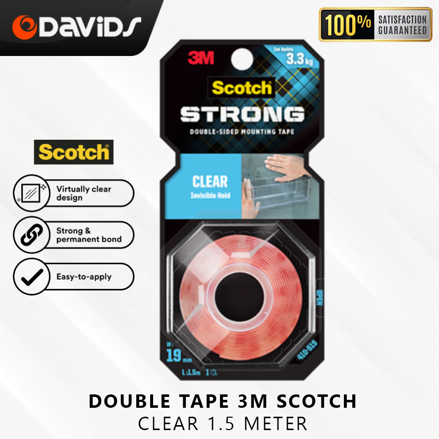 Double Tape Isolasi Dobel Solatip Solasi Outdoor 3M Scotch Strong Clear 1.5 Meter