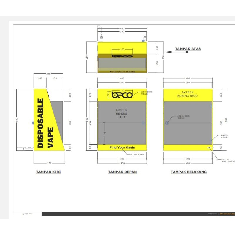 Rak akrilik Pajangan custom
