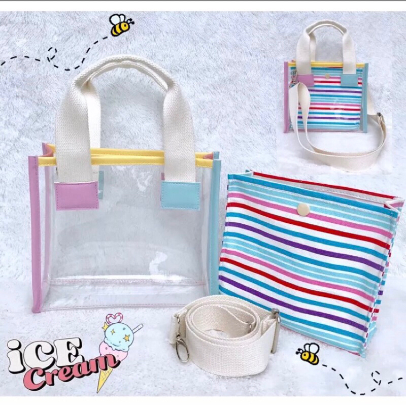 tas mika transparan/tas mika dan pouch/tas mika keren/tas mika casual/tas pvc