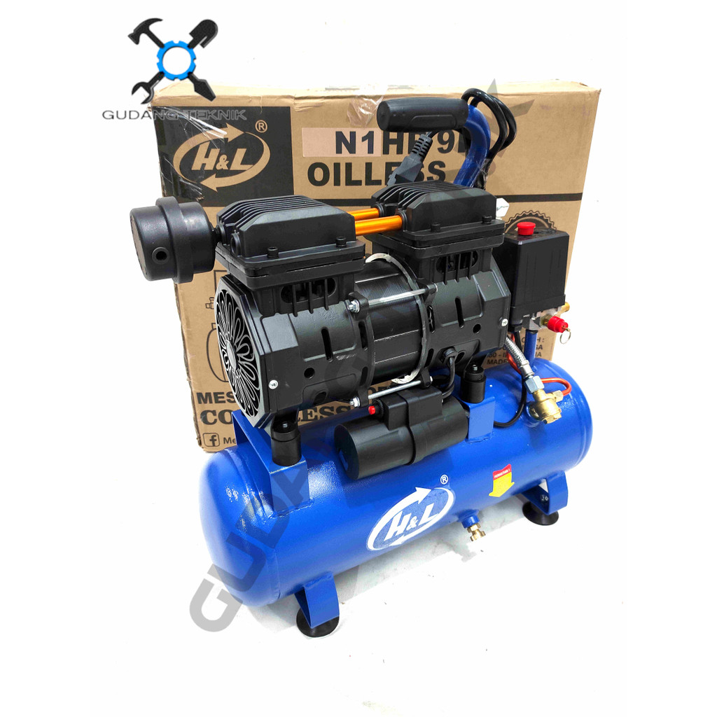 Kompresor Angin 9L OILESS Listrik 1HP N1HP HNL HL H&amp;L / Air Compressor Udara Tanpa Oli 9 Liter 1 HP HNL HL H&amp;L