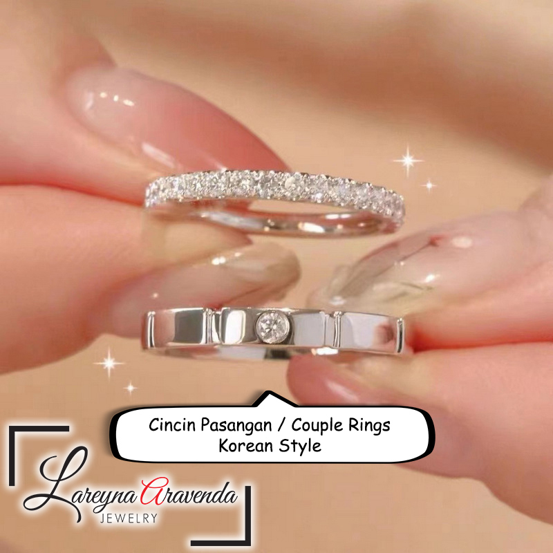 Lareyna Aravenda Cincin Pasangan / Couple Rings Korean Style Luxury Crystal CC032