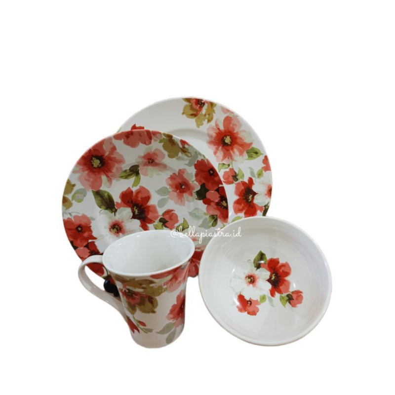 Piring cantik keramik premium gifset sovenir motif bunga