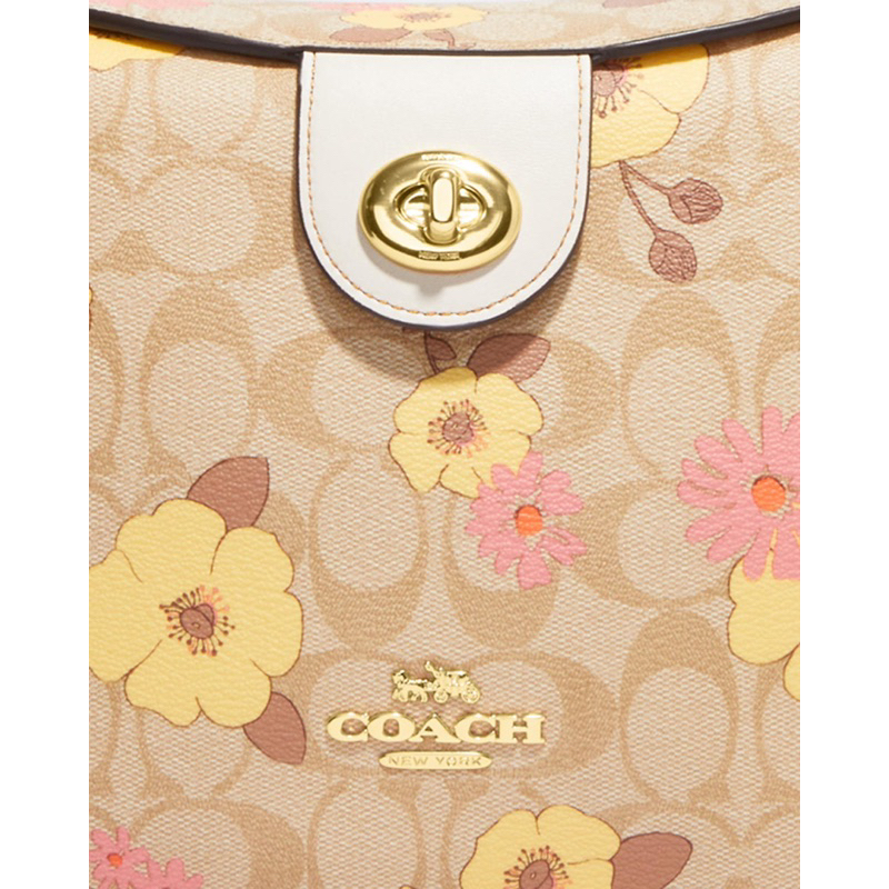 Coach Ella Hobo In Signature Canvas With Floral Cluster Print (CH 347)