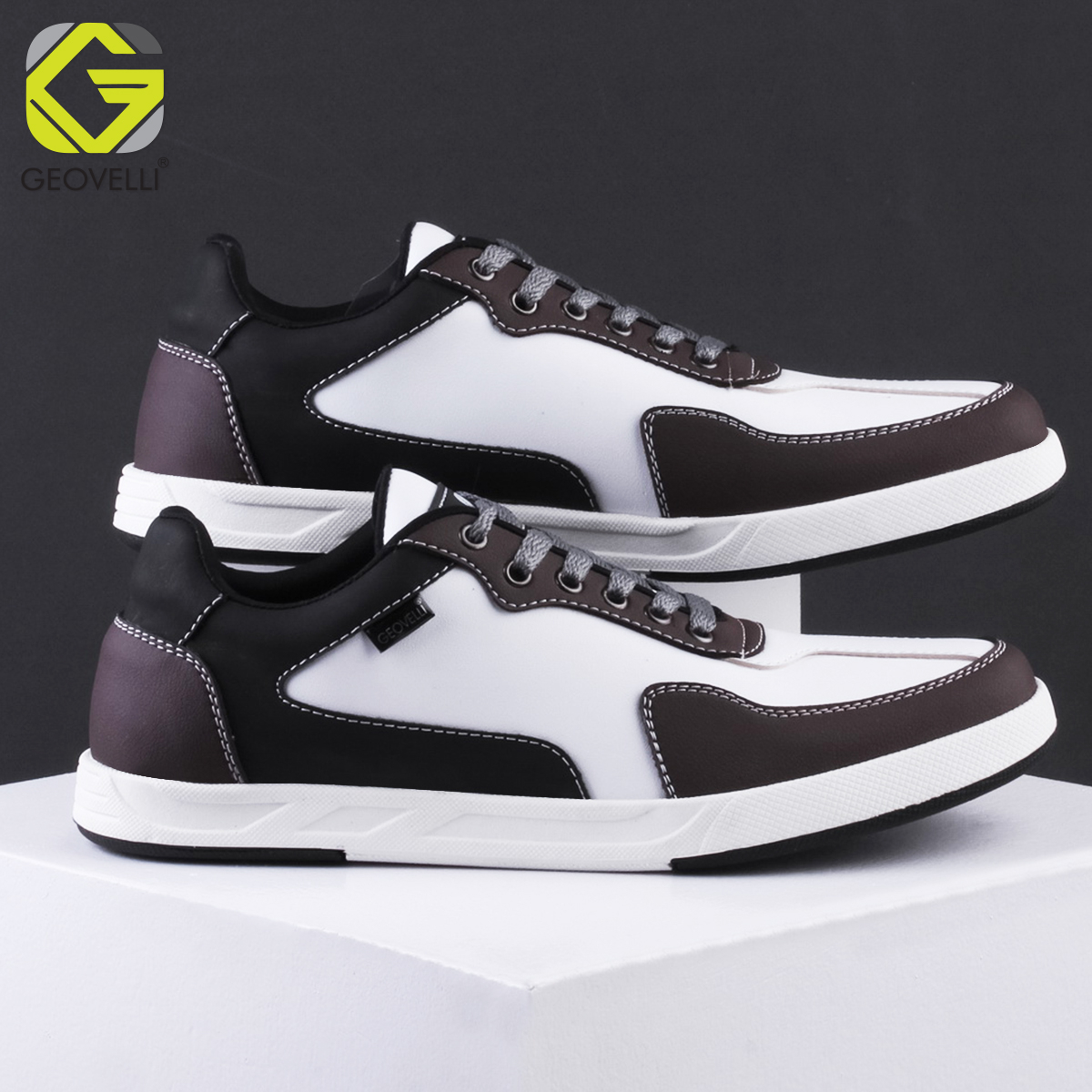 Sepatu Pria Geovelli G-3123 Putih Kombinasi Original Sepatu Kasual Sneakers Model Casual Santai Pria