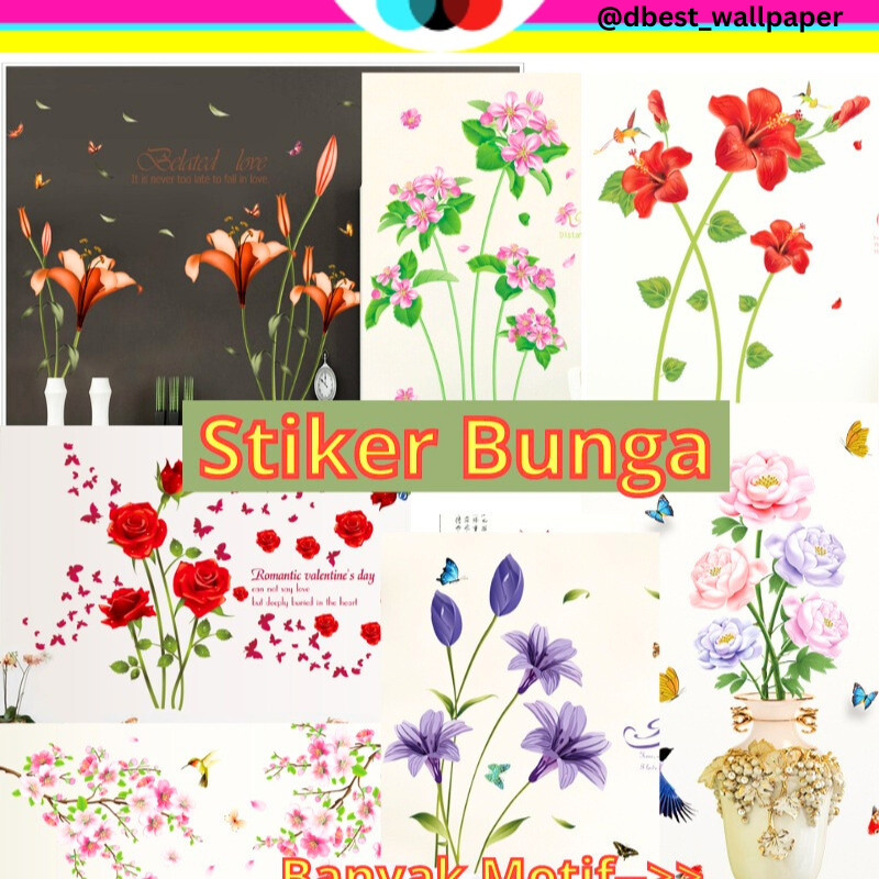 WALL STICKER STIKER SETIKER SETICKER DINDING BUNGA WALLSTICKER WALLSTIKER DINDING TEMPELAN POT BUNGA