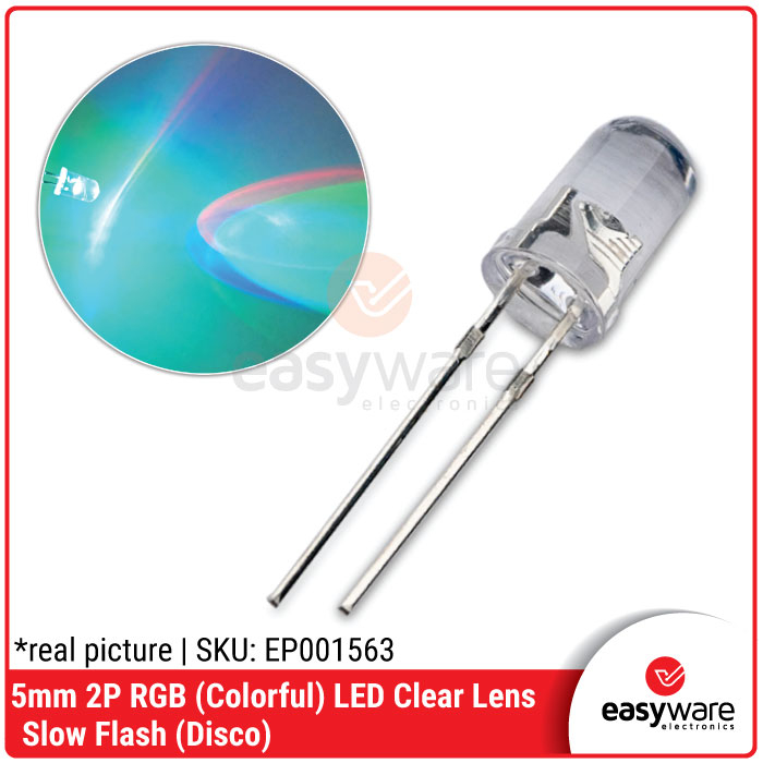 LED RGB 2P Colorful 5mm LED Pelangi Disco Slow Flashing Warna Warni