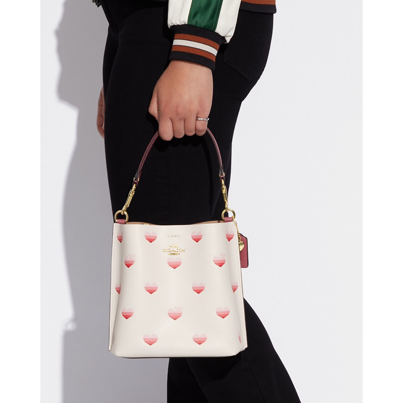 Coach Mollie Bucket Bag 22 With Stripe Heart Print (CA 249)