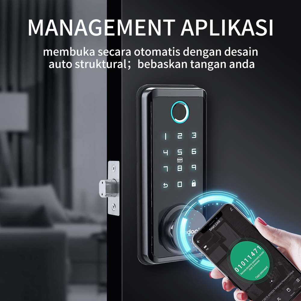 Kadonio Kunci pintu kunci pintar Digital lock TUYA Kontrol kunci pintu Sidik Jari Smart doorlock kunci pintu fingerprint