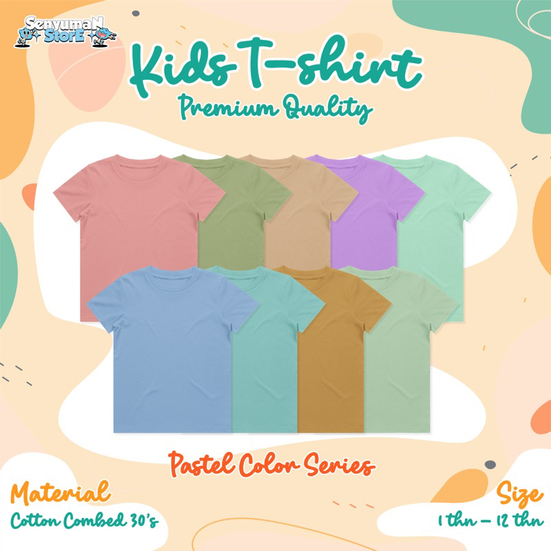 KAOS POLOS ANAK UNISEX PREMIUM ( 1-12 TAHUN ) BAHAN COTTON COMBAD 30s