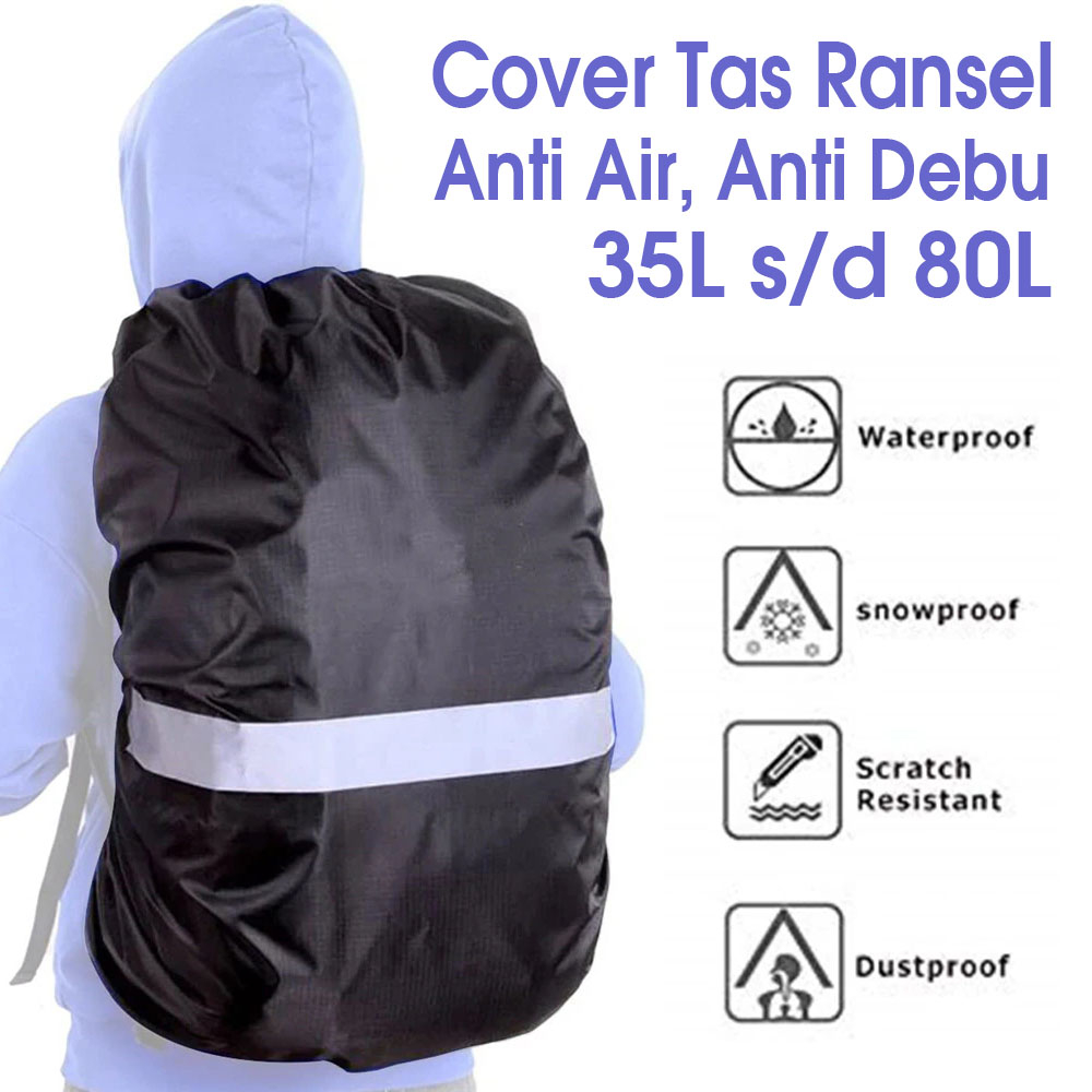 NEWBOLER Rain Cover Tas Ransel anti air 35L sd 80L ada Reflektor aman dipakai malam cocok untuk bikers dan naik endaraan umum Backpack Rain Cover Outdoor Travel Hiking Climbing Bag Cover Foldable Waterproof With Safety Reflective Strip Raincover