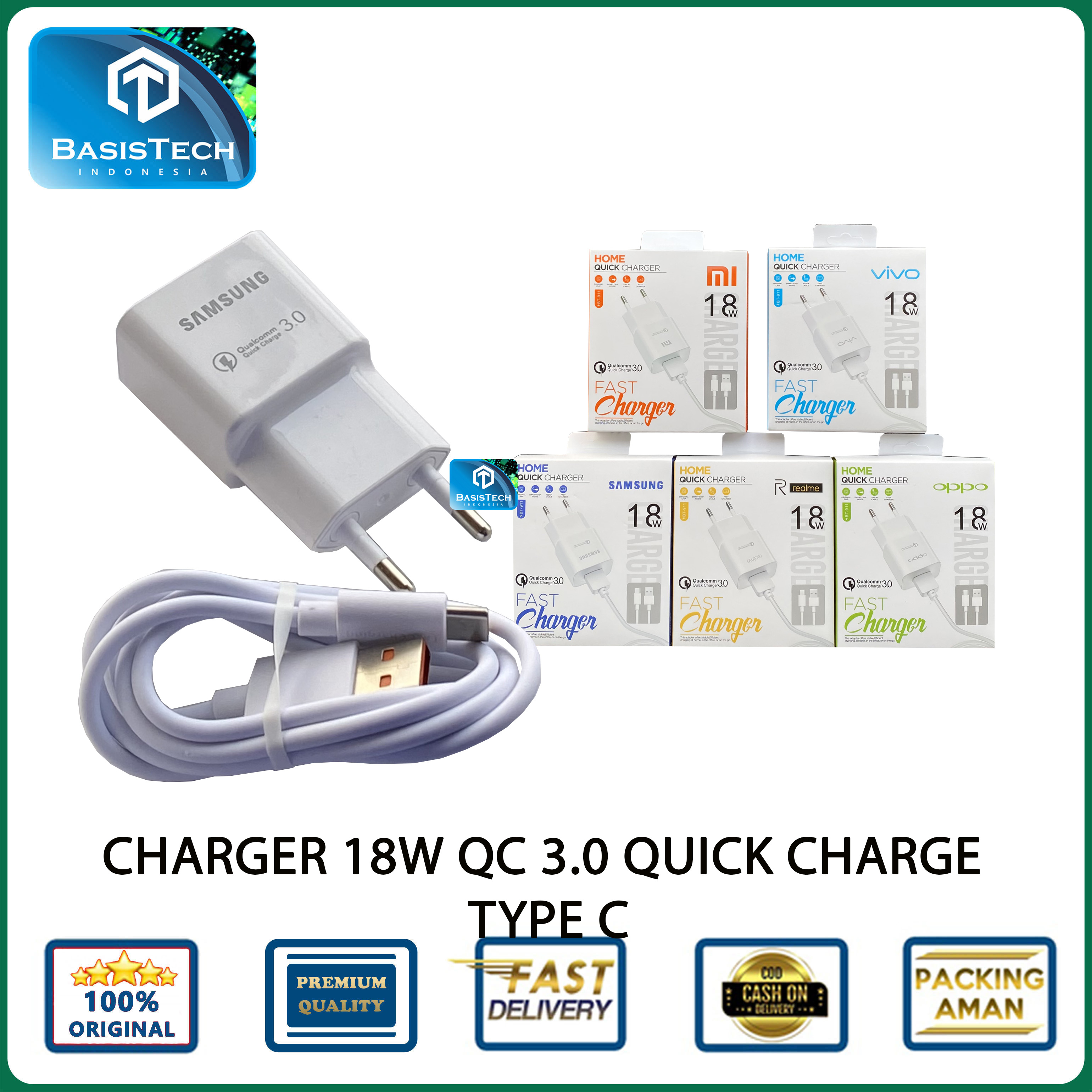 CHARGER CASAN TYPE-C 18W 2A QC 3.0 HOME QUICK CHARGE BT-911 BASISTECH