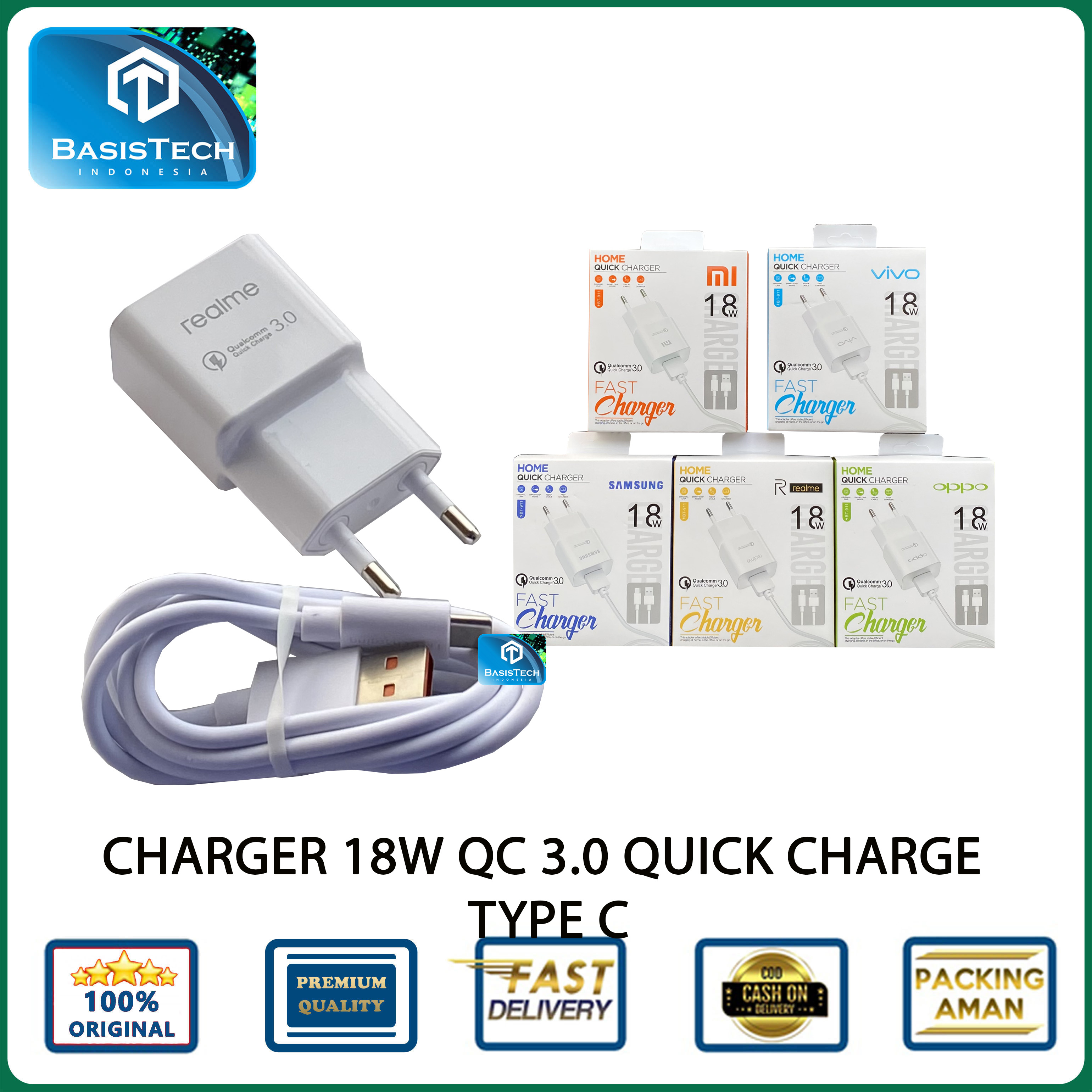 CHARGER CASAN TYPE-C 18W 2A QC 3.0 HOME QUICK CHARGE BT-911 BASISTECH