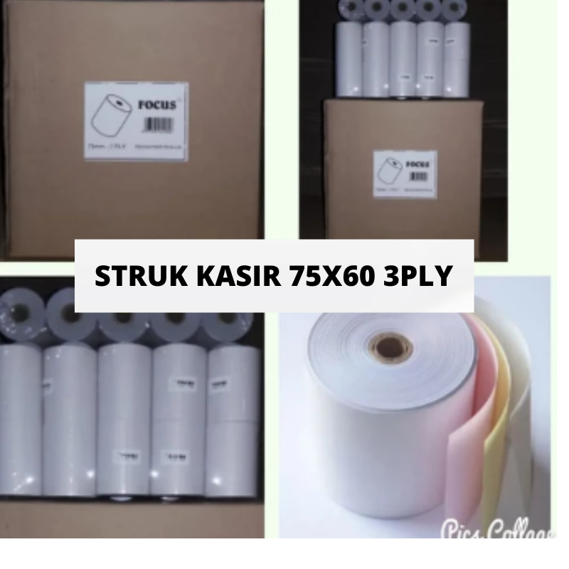 1 BOX Paper Roll Focus 75 x 60 3ply isi 100 roll Kertas  Struk Kasir rangkap 3