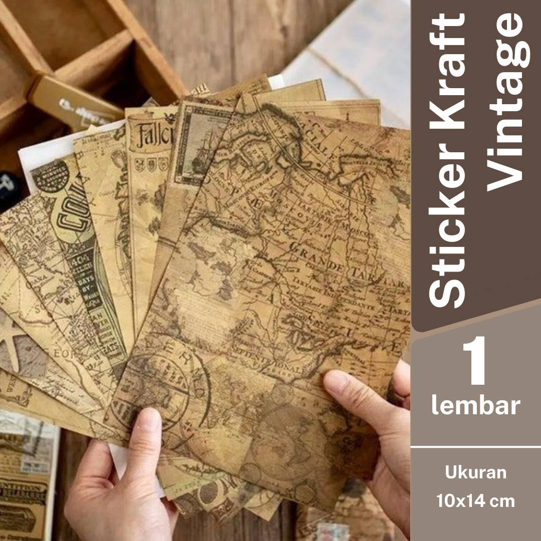 

Stiker Aesthetic Kraft Vintage A6 / Sticker Journal Scrapbook