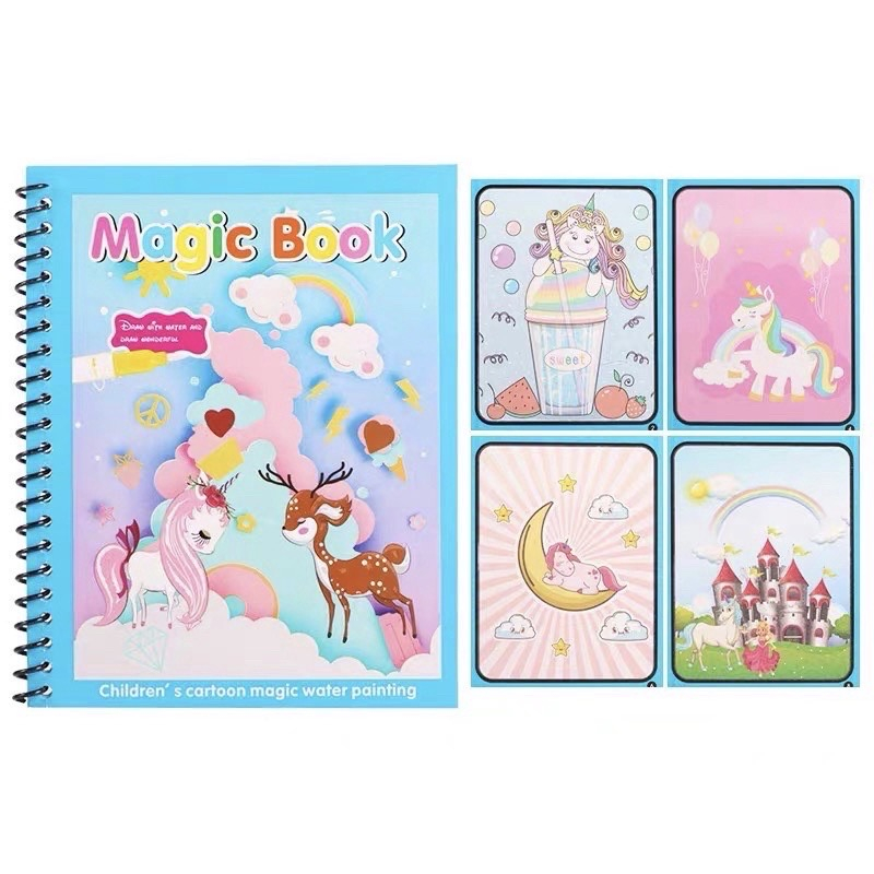 Magic Water Book - Magic Water Pen - Buku Gambar Mewarnai - Buku Warna - Mainan Edukasi Anak