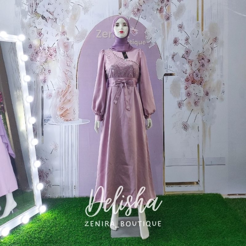 Delisha dress / baju pesta kondangan couple / gaun lamaran / wisuda / gamis remaja / bridesmaids / prewedding