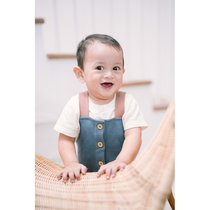 DINO AND BUNNY - SHORT ROMPER WAFFLE - Baju Bayi Romper Usia Newborn sampai 2 Tahun