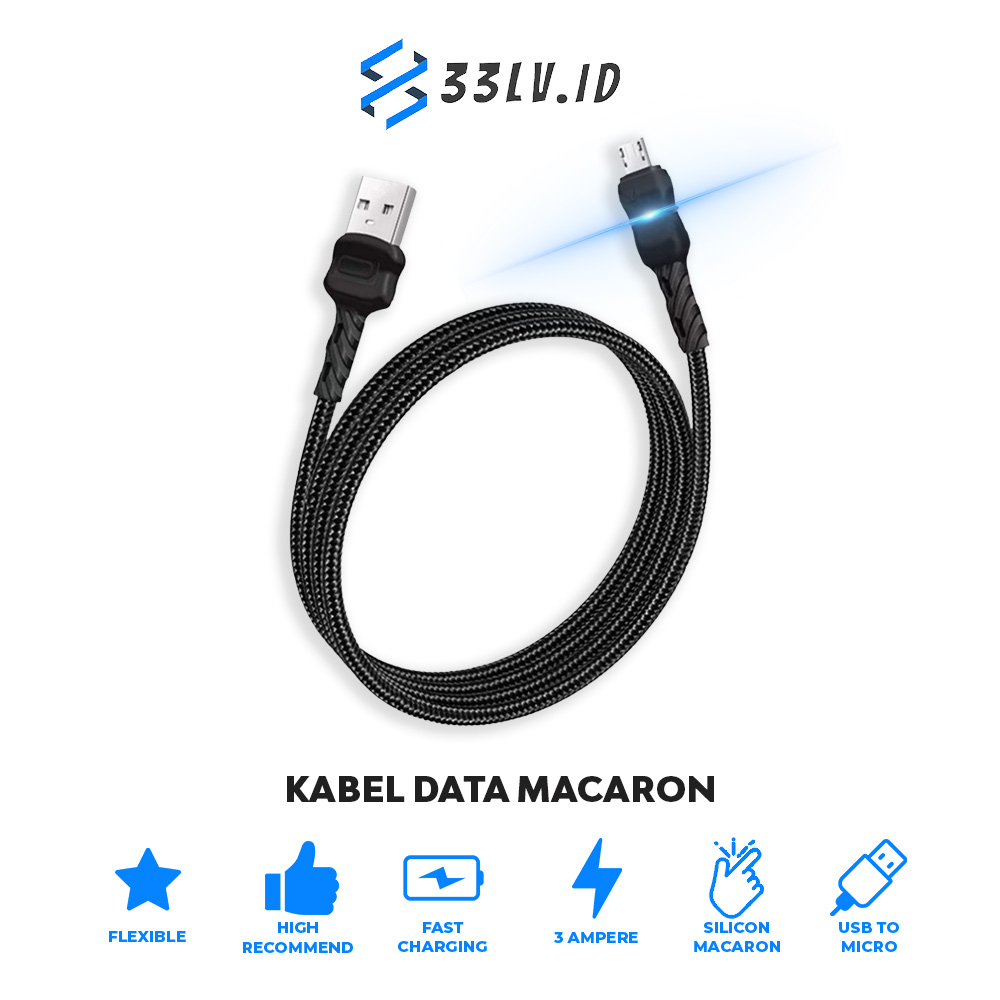 【33LV.ID】Kabel data macaron 3a lampu led fast charging