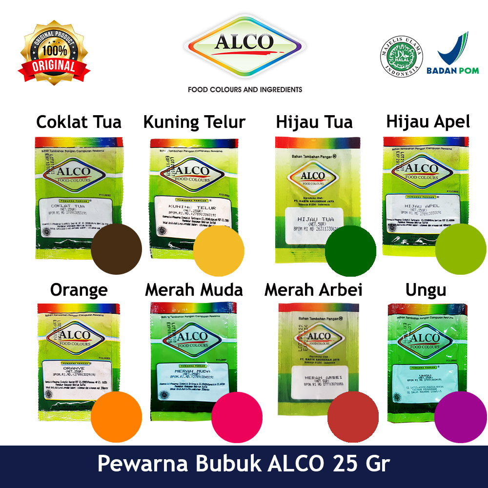 Pewarna Makanan Minuman Kue Bubuk ALCO 25 gr Ecer