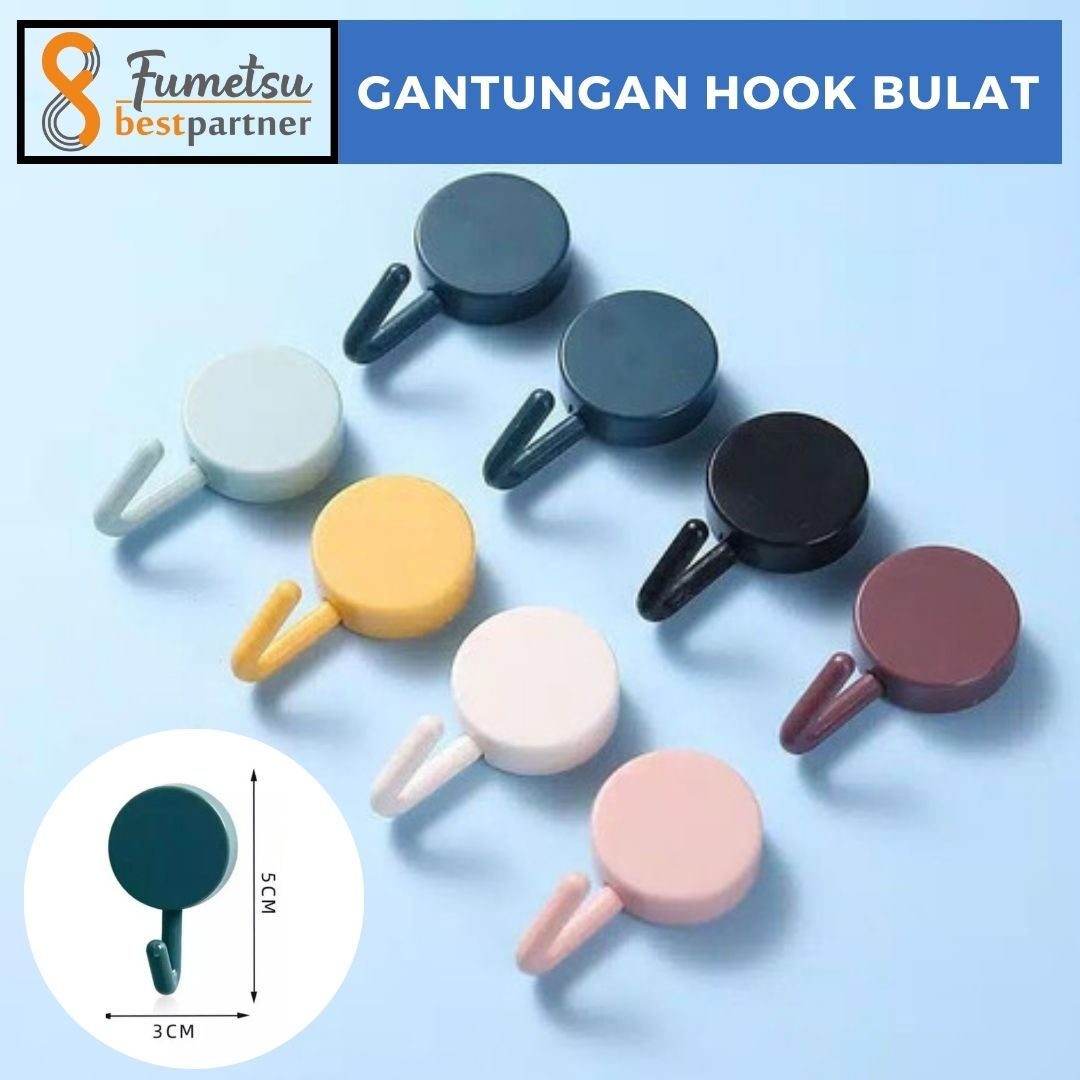 Gantungan Hook Bulat Polos / Gantungan Dinding Tempel Serbaguna Multifungsi per pcs