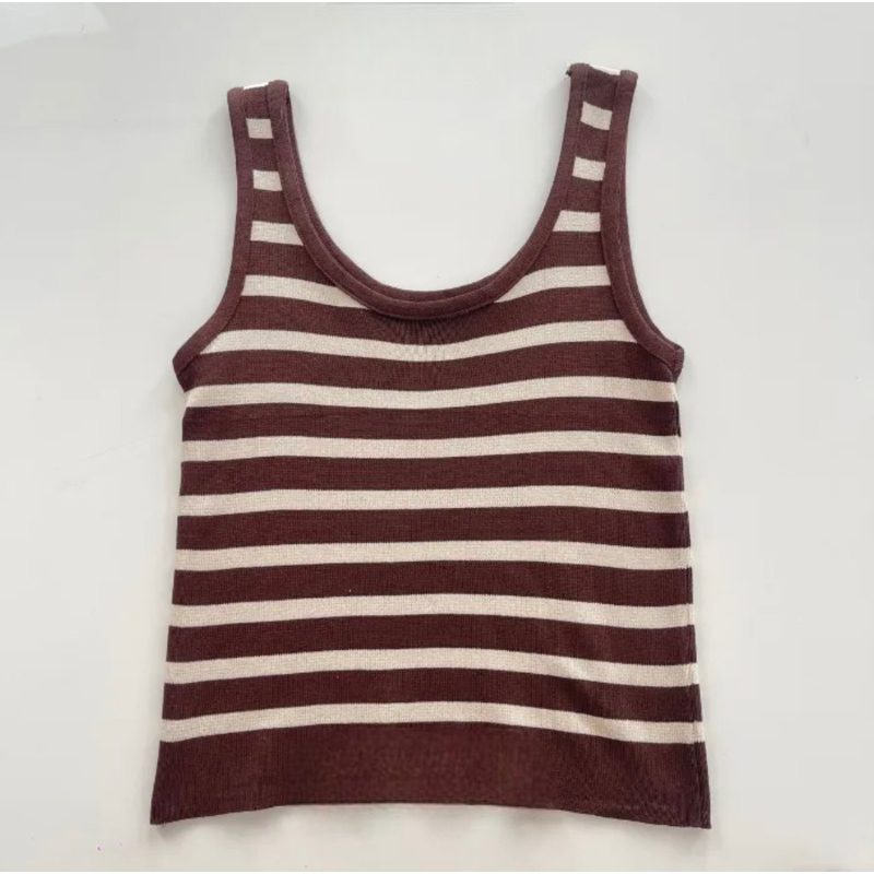 TheGirlHouse - BIANCA TANKTOP CROP STRIPE KNIT TOP / TANKTOP KOREA KNIT / TANKTOP IMPORT KNIT